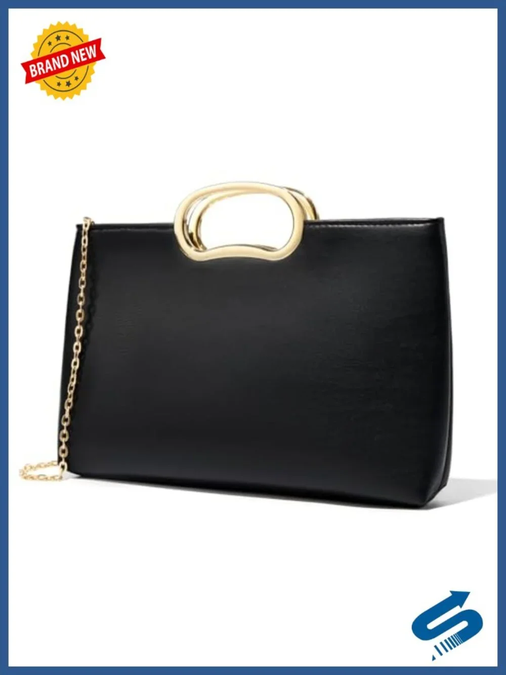 PU Leather Clutch Cut Out Handle Evening Bag Formal Purse